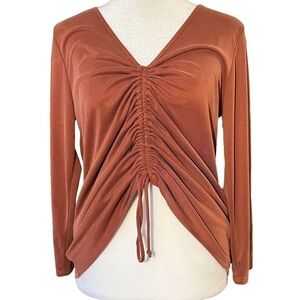 GREEN ENVELOPE Rust Front Ruched Blouse